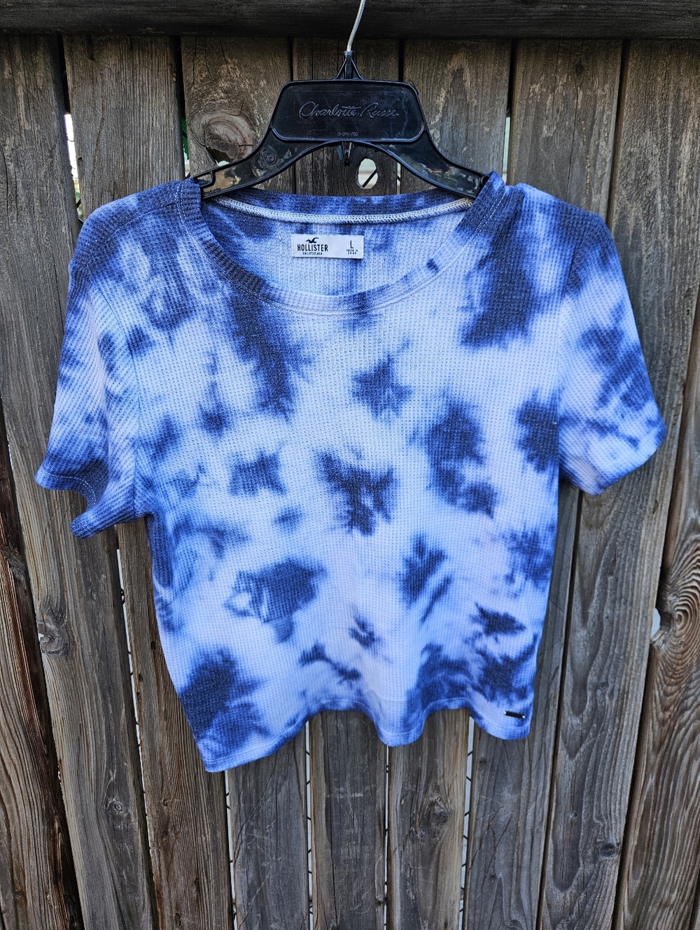 Hollister Blue Tie-Dye Waffle Short Sleeve Tee Size L - Picture 5 of 16